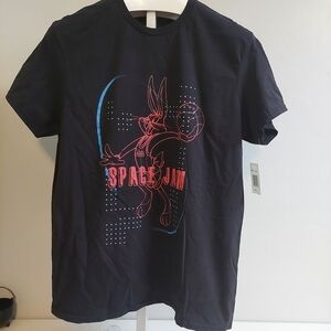 Space Jam Black Crew Neck Unisex T‎ Shirt Size Large Bugs Bunny Basketball